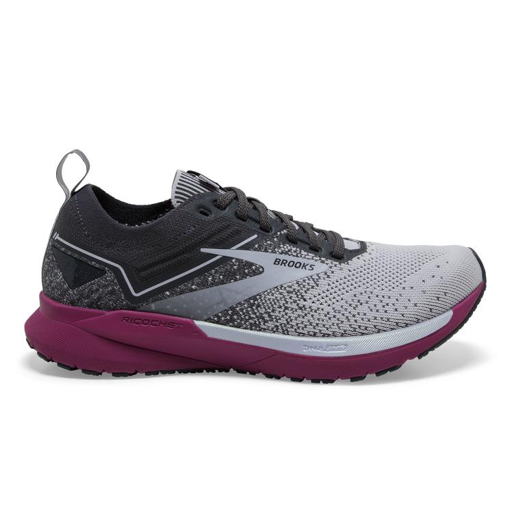 Brooks Ricochet 3 Lightweight Women's Road Running Shoes - Grey/Lavender Purple/Baton Rouge (54802-U
